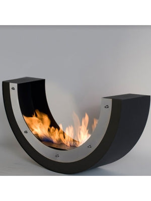 ERTA U - Biocamino Da Pavimento Freestanding, colori vari colore Nero/Inox