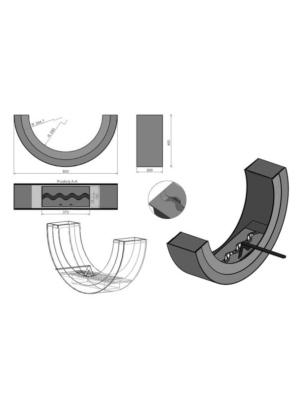 ERTA U - Biocamino Da Pavimento Freestanding, colori vari colore Nero/Inox