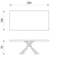 E-STYLO Tavolo fisso con top in rovere naturale e gambe in metallo verniciato, 100cm X 200cm H. 76cm.