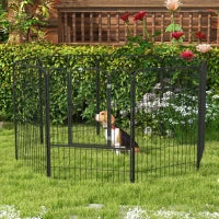 Recinto per Cani di Piccola Taglia a 8 Pannelli Modulabili da 80x1.5x100 cm, Box per Cani e Cuccioli Pieghevole con Porta in Acciaio con 8 Picchetti, Grigio