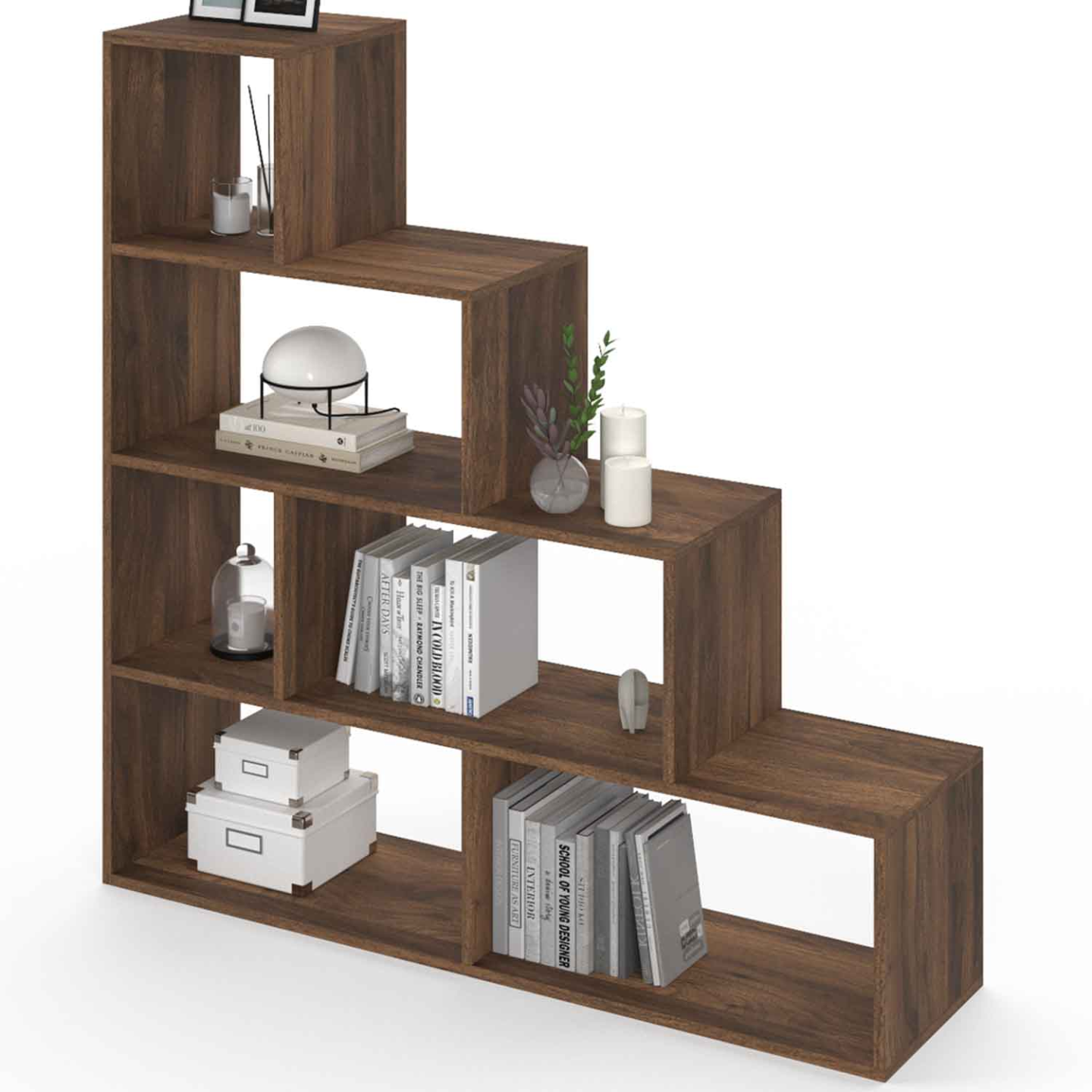 IDMarket - Escalera librería LINA efecto nogal