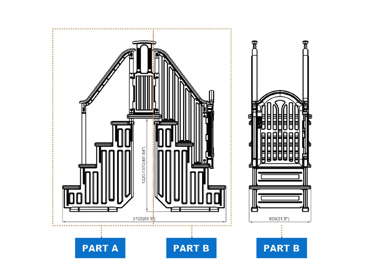 Doppia scala per piscina