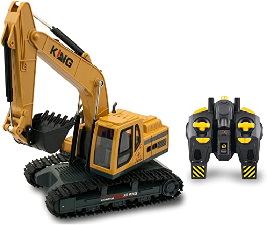 Teorema Giocattoli- Escavatore Cingolato RC da 2.4Ghz con Pacco Batterie Ricaricabili Incluso, Multicolore, 65266