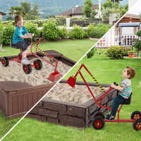 Escavatore per sabbiera con comandi a 2 mani e pala flessibile, Escavatore per bambini schienale ergonomico Rosso-Macchinine giocattoli