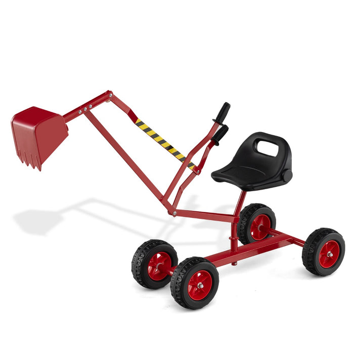 Escavatore per sabbiera con comandi a 2 mani e pala flessibile, Escavatore per bambini schienale ergonomico Rosso-Macchinine giocattoli