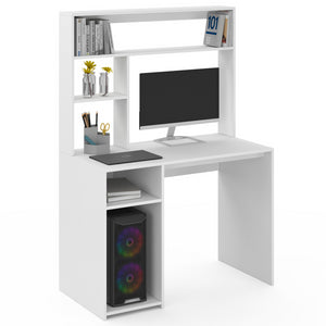 IDMarket - Escritorio blanco DAN con estantes