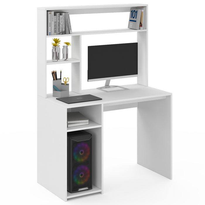 IDMarket - Escritorio blanco DAN con estantes