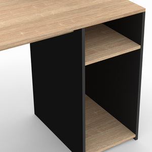 IDMarket - Escritorio DAN con estantes en acabado negro y haya