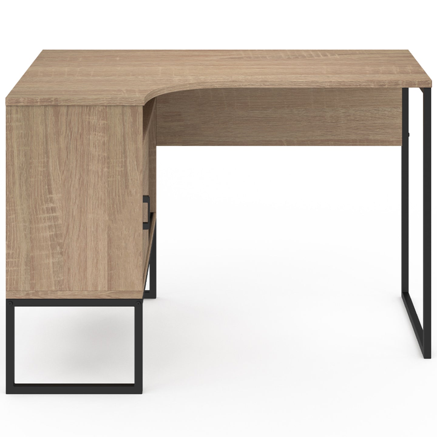 IDMarket - Escritorio esquinero ROB de haya con nicho de almacenaje y puerta de diseño industrial