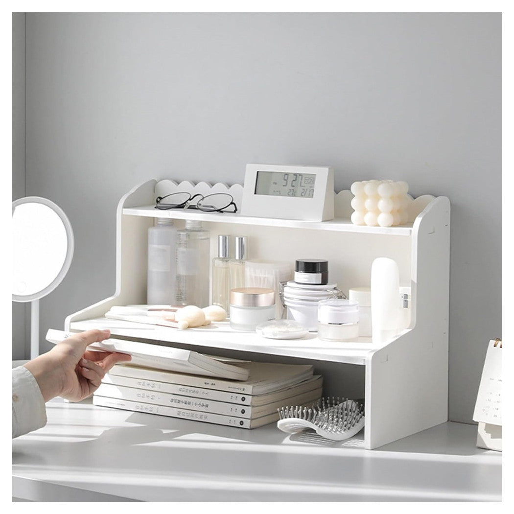 Trade Shop - Espositore Da Tavolo In Legno Scaffale Multistrato Per Cosmetici Organizzatore -