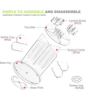 Espositore Girevole Trasparente Porta Trucchi Cosmetici Organizer Smalti         