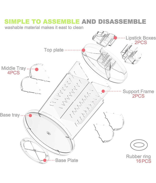 Espositore Girevole Trasparente Porta Trucchi Cosmetici Organizer Smalti         