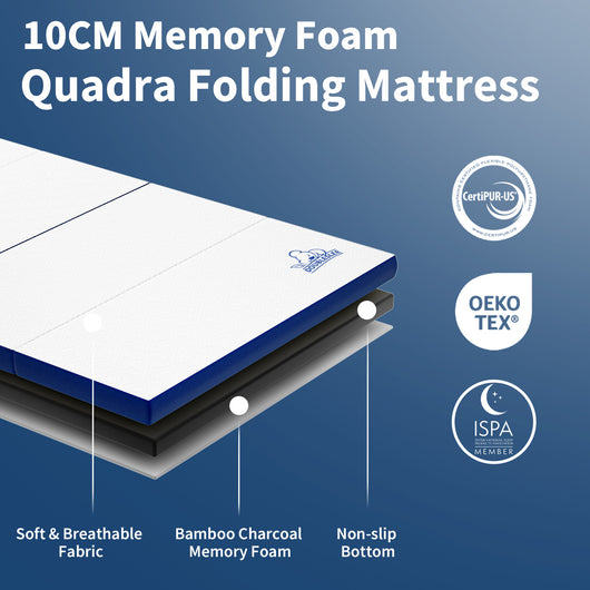 Materasso Pieghevole 80x195x10 cm - RATTANTREE - Soffice Confortevole - Materasso da Campeggio - Materasso da pavimento per ospiti - Materasso da Viaggio