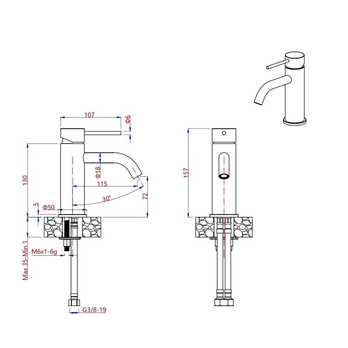 Rubinetto lavabo acciaio inox spazzolato essential