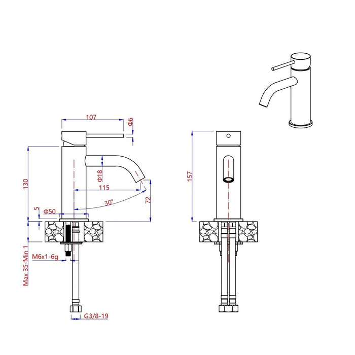 Rubinetto lavabo acciaio inox spazzolato essential