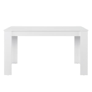 Set Pranzo con Tavolo 140x90 cm e 6 Sedie in Similpelle - Bianco / Grigio chiaro [en.casa]