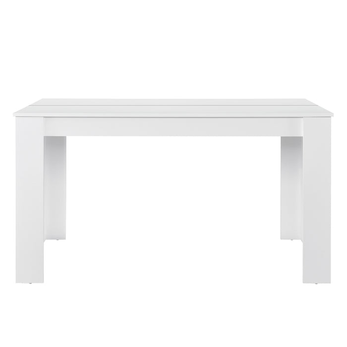 Set Pranzo con Tavolo 140x90 cm e 6 Sedie in Similpelle - Bianco / Grigio chiaro [en.casa]