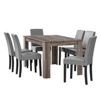 Tavolo da pranzo 140 cm con 6 sedie rivestite grigio 03_0004072