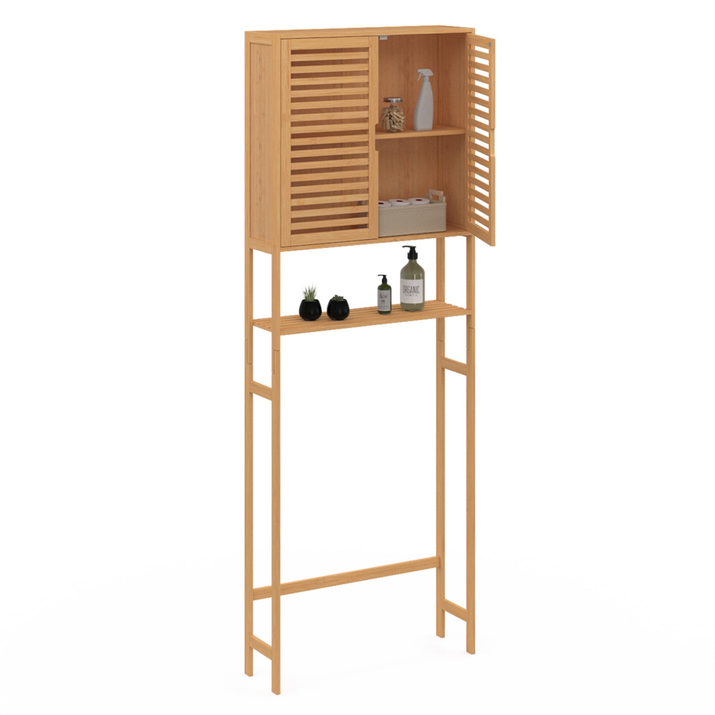 IDMarket - Estantería sobre WC armario de bambú BEA