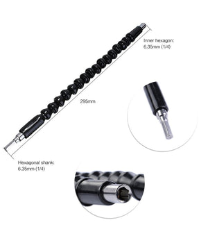 Estensore Trapano Cacciavite Ad Angolo 90° Snake Bit Flessibile Prolunga 2 Pz         