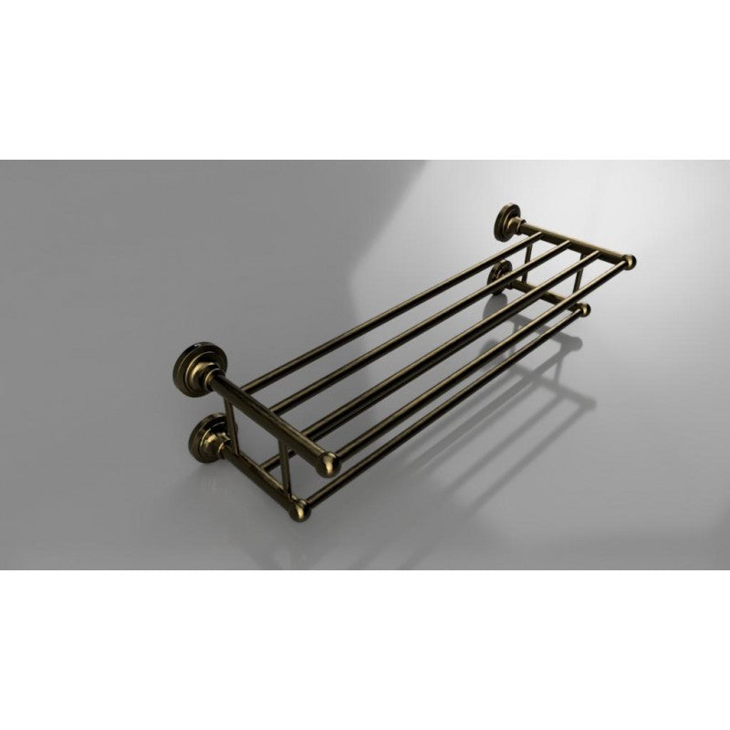 Mensola trapezoidale doppia RETRO con portasciugamani in ottone 66,5x16,5x22,5 cm