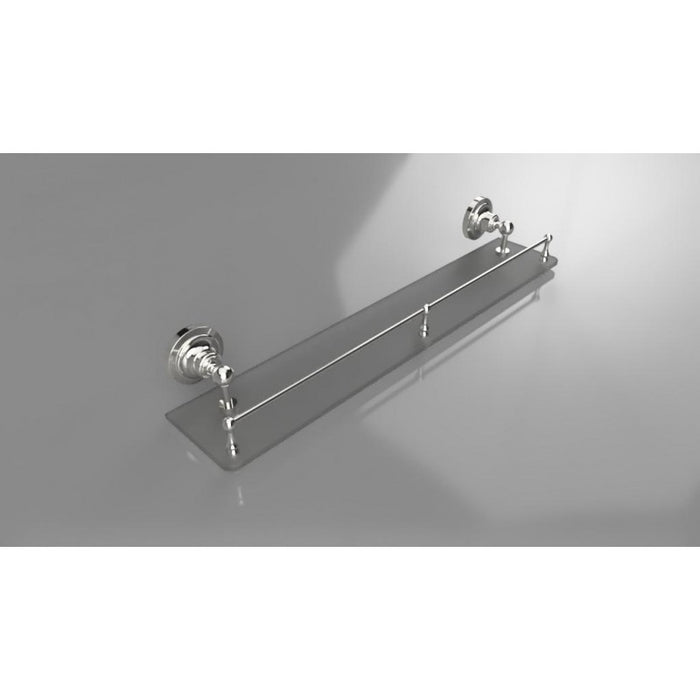 Mensola doccia a parete con vetro RETRO e saliscendi in ottone cromato 60x9x12 cm