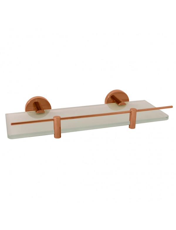 Mensola doccia a parete COLORADO con asta portaoggetti in ottone oro rosa spazzolato 30 cm