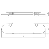 Mensola doccia YUKON in vetro e ottone oro nero 50 cm