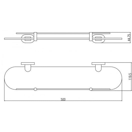 Mensola doccia YUKON in vetro e ottone bianco cromato 50 cm