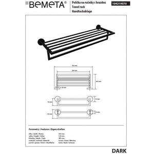 Mensola e portasciugamani in ottone nero DARK 55 x26,5 x12 cm