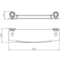 Mensola doccia a muro MORAVA con binario retrò in ottone dorato 50x14x7,6 cm