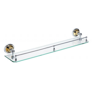 Mensola doccia a muro RETRO in vetro e ottone cromo-oro 60x9x12 cm