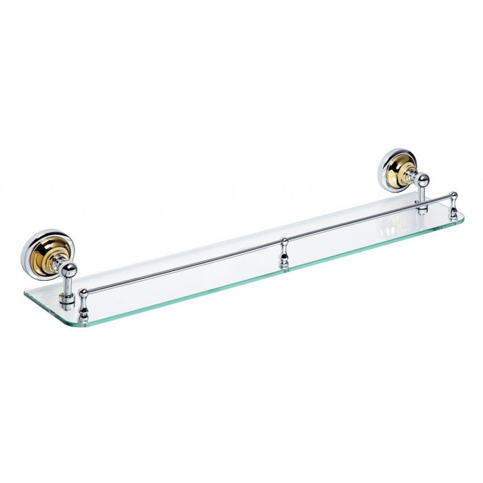 Mensola doccia a muro RETRO in vetro e ottone cromo-oro 60x9x12 cm
