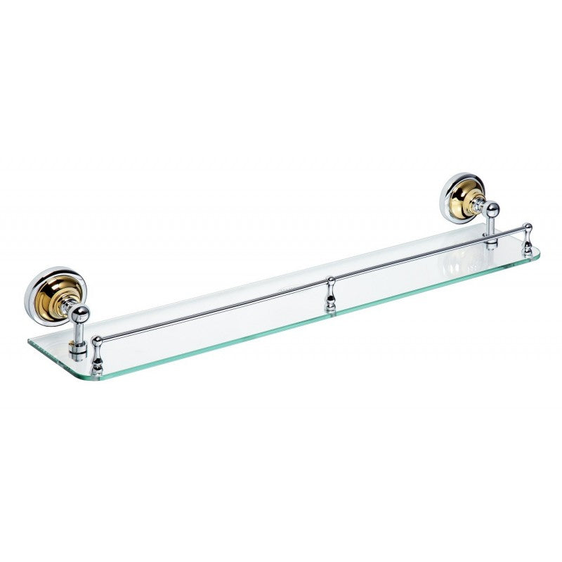 Mensola doccia a muro RETRO in vetro e ottone cromo-oro 60x9x12 cm