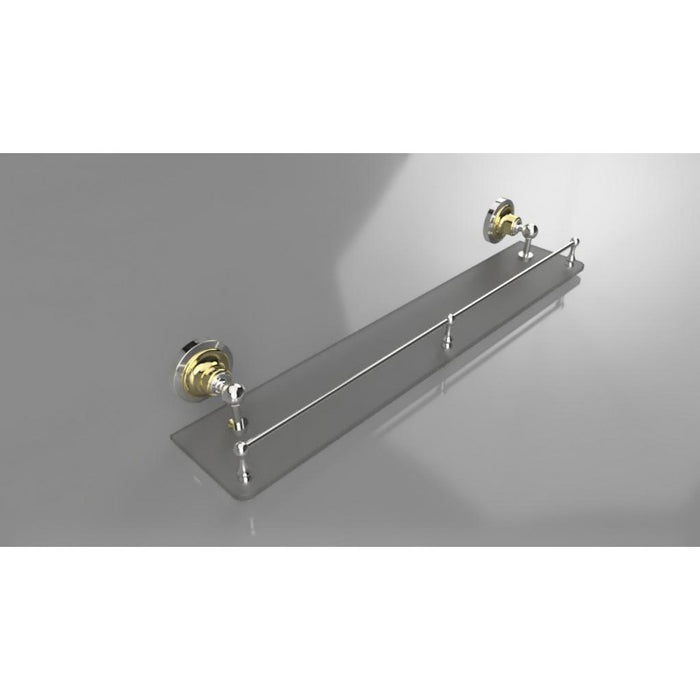 Mensola doccia a muro RETRO in vetro e ottone cromo-oro 60x9x12 cm