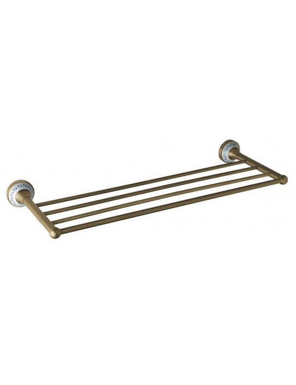Mensola porta asciugamani KERA 60 x24,5 x6,6 cm in ottone e ceramica