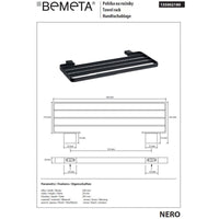 Mensola con portasciugamani in ottone nero NERO 50 x2 x20 ,5 cm