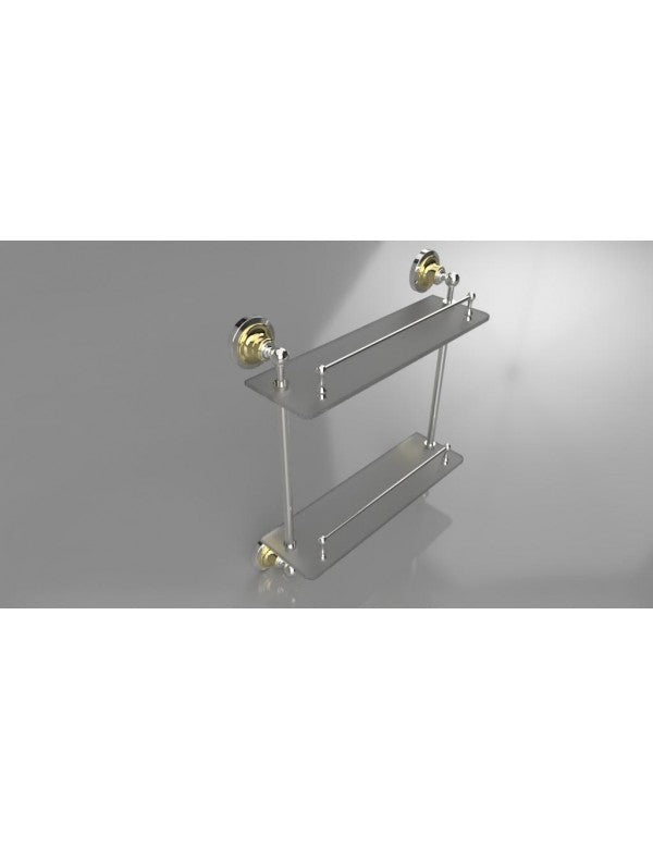 Mensola a muro doccia doppio vetro RETRO in ottone cromo-oro 40x42x12cm