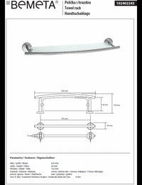 Mensola, mensola a muro per doccia ALFA in zinco 62x15x6 cm