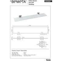 Mensola a muro per doccia in vetro TASI 60 x5 x13,2 cm