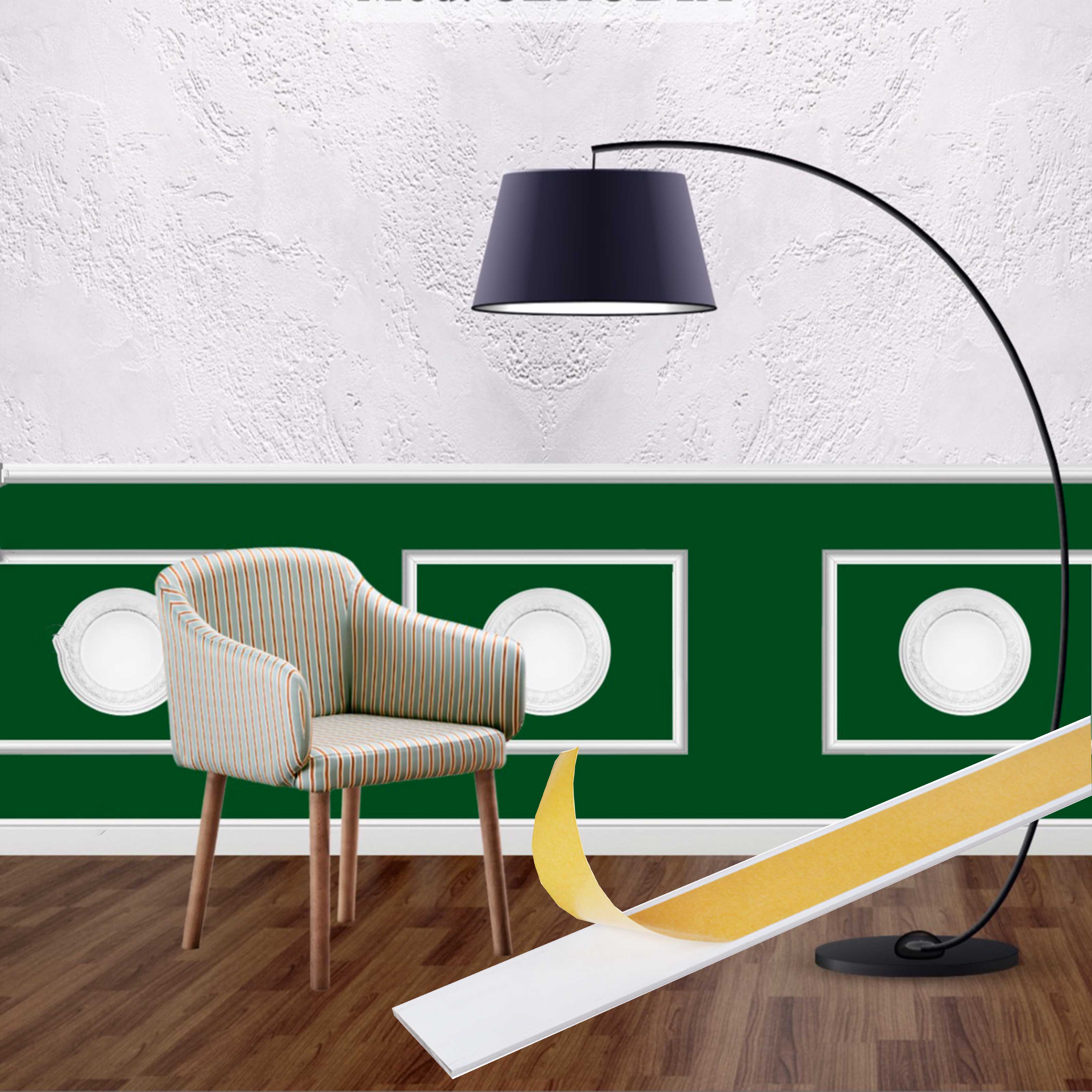 KIT 2mq di Boiserie Già tagliate Autoadesive in Polistrutturato pronte in 5min Mod. CLAUDIA