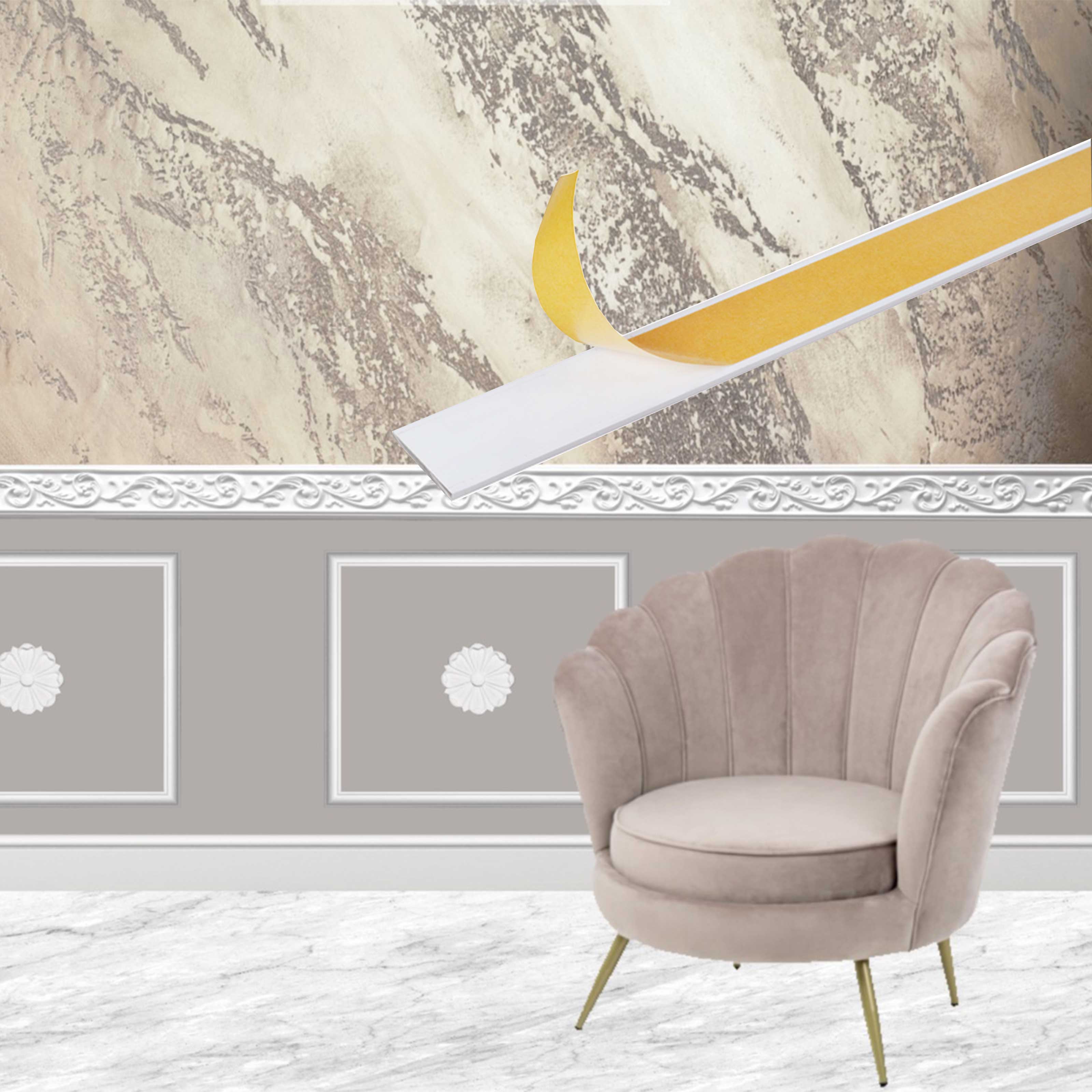 KIT 2mq di Boiserie Già tagliate Autoadesive in Polistrutturato pronte in 5min Mod. MILENA