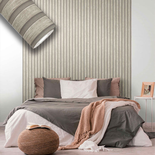 Rotolo da 5 mq di Carta da Parati LAMELLI LEGNO MILLERIGHE 3D effetto Boiserie PROVENZALE