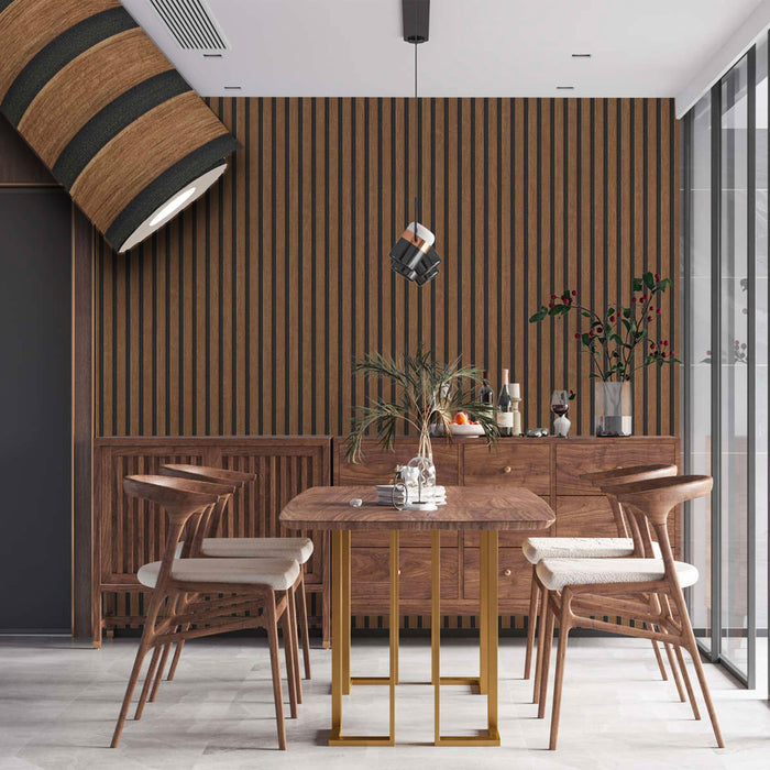 Rotolo da 5 mq di Carta da Parati LAMELLI LEGNO MILLERIGHE 3D effetto Boiserie ROVERE BRUNO