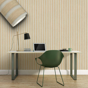 Rotolo da 5 mq di Carta da Parati LAMELLI LEGNO MILLERIGHE 3D effetto Boiserie SBIANCATO