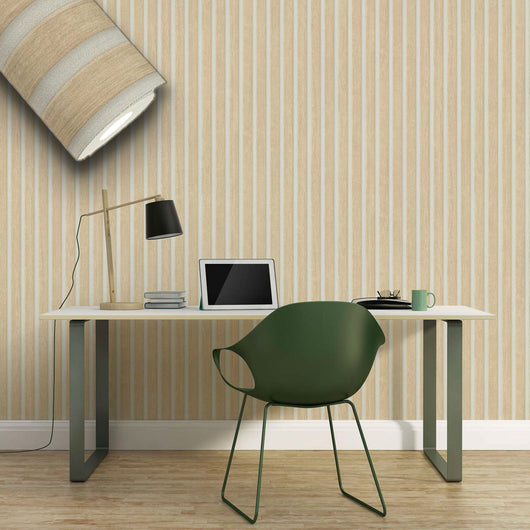 Rotolo da 5 mq di Carta da Parati LAMELLI LEGNO MILLERIGHE 3D effetto Boiserie SBIANCATO