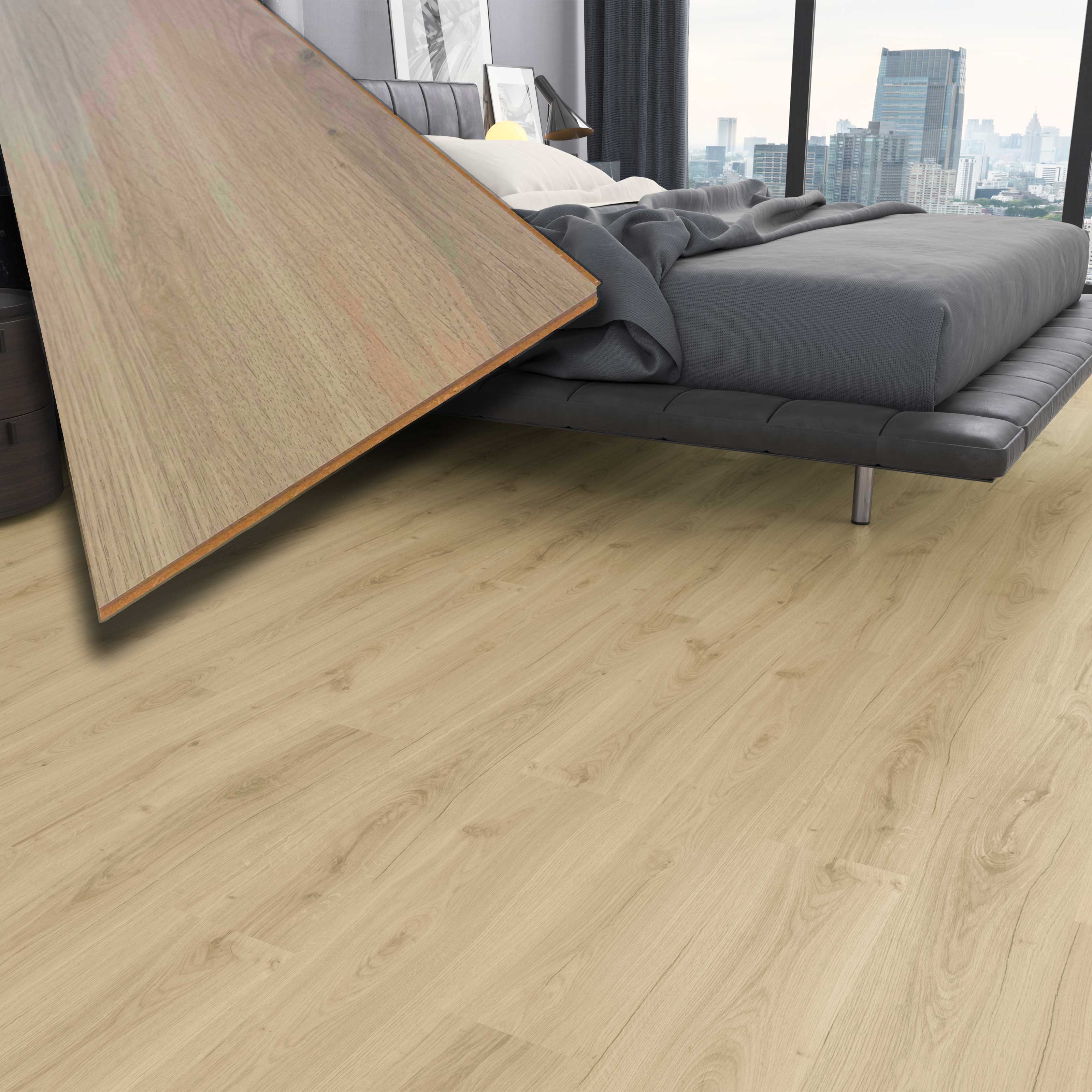 Pavimento in laminato 7mm Click Spazzolato CREAM OAK 197x1205 - 10 anni garanzia