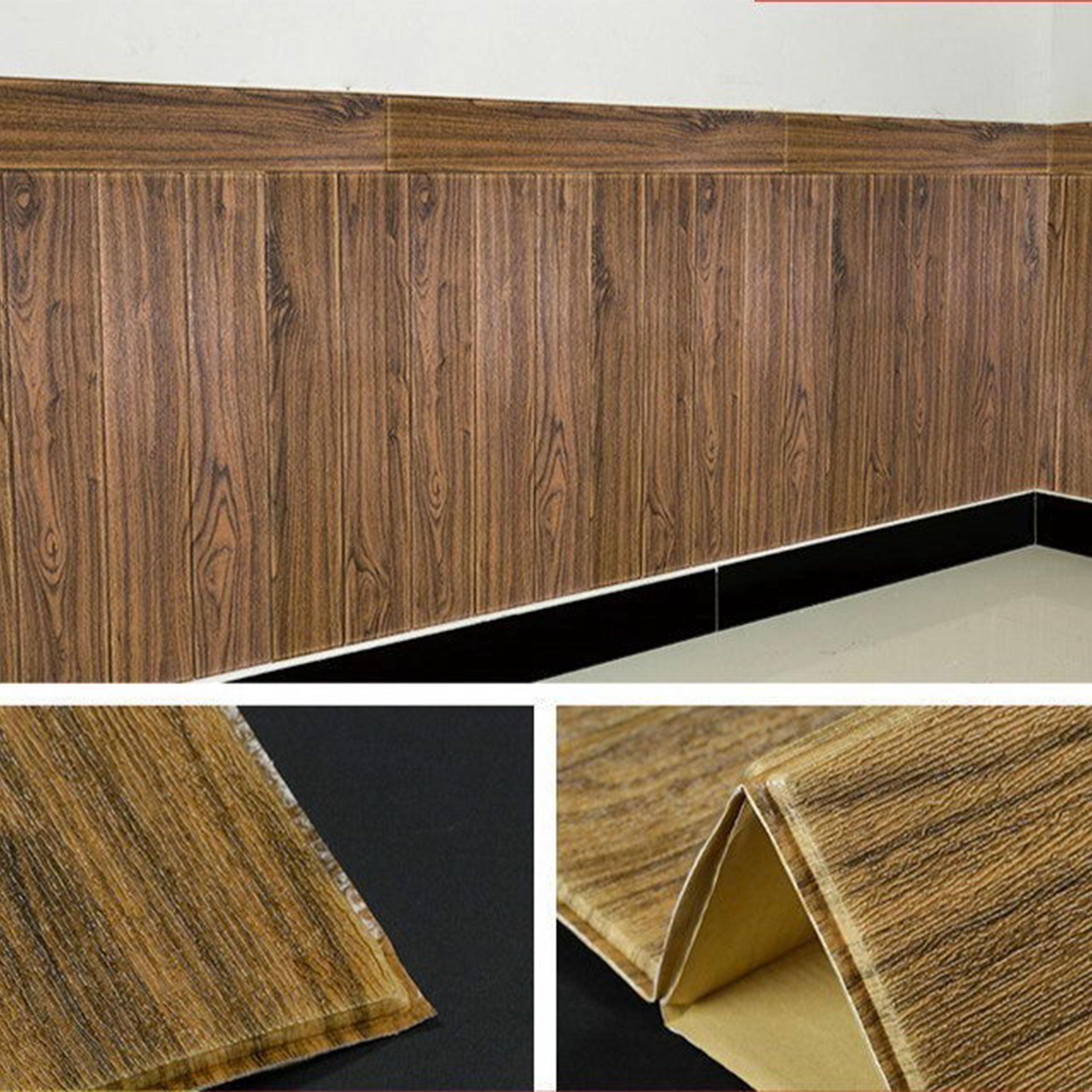 Pannelli 3D Autoadesivi in PE 70X70cm LEGNO SCURO , isolanti, idrorepellenti, economici