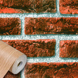 Rotolo 45cm x 15mt di pellicola adesiva effetto MATTONI ROSSI 3d HD per mura e mobili