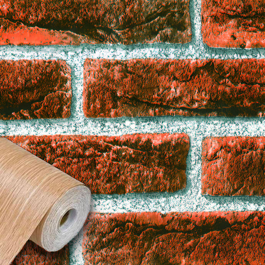 Rotolo 45cm x 15mt di pellicola adesiva effetto MATTONI ROSSI 3d HD per mura e mobili